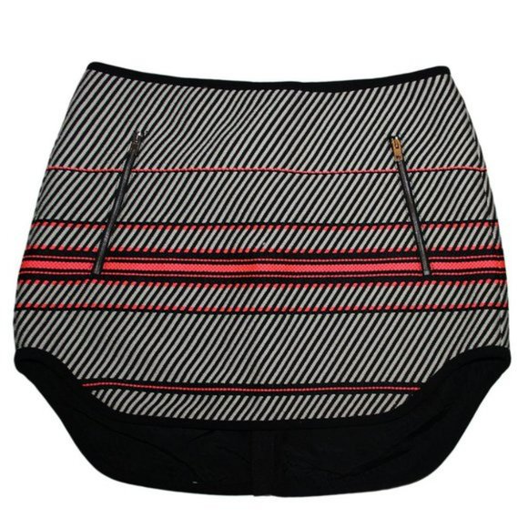 Rag & Bone New York Angular Stripe Embroidered Mini skirt Black White Pink - Picture 2 of 16